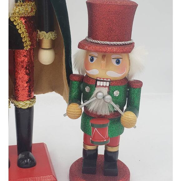 Nutcracker Set of 3 King With Cape, Drummer, Jeweled and Bedazzled Nutcrackers - Picture 3 of 15